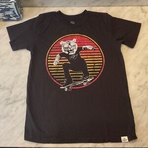 Kid Dangerous Black Tshirt with Tiger Skateboarding Size Small (8-10)